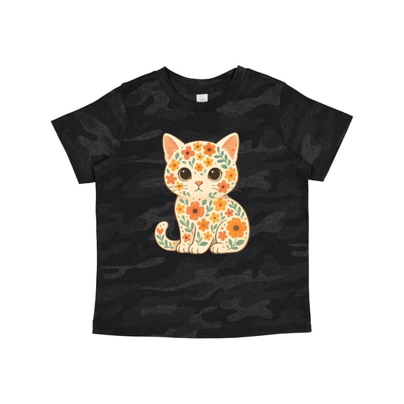 Inktastic Retro Kitty Cat Flowered Girls Toddler T-Shirt