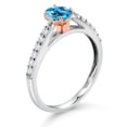 thumbnail image 3 of Gem Stone King 0.73 Ct Swiss Blue Topaz G/H Lab Grown Diamond 10K White and Rose Gold Engagement Ring, 3 of 4