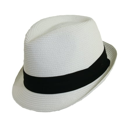 Scala Paper Braid - Scala Classico Women's Paper Braid Fedora Hat White Black OS