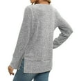 thumbnail image 4 of Plus Size Women's Long Sleeve Solid Color Shirt Loose Fit Casual Tunic Top Comfortable Back To School Wear, 4 of 7