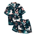 thumbnail image 5 of Women's Easter Cute Rabbit D Print Pajama Set Blue M, 5 of 5