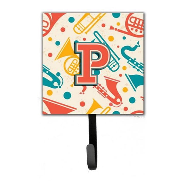 Carolines Treasures CJ2001-PSH4 Letter P Retro Teal Orange Musical Instruments Initial Leash & Key Holder