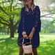 thumbnail image 3 of Vestido De Las Señoras Vestido elegante floral de encaje Vestidos de verano europeos para mujer Transpirable para vacaciones Kuymtek para Mujer Azul marino T L, 3 of 6