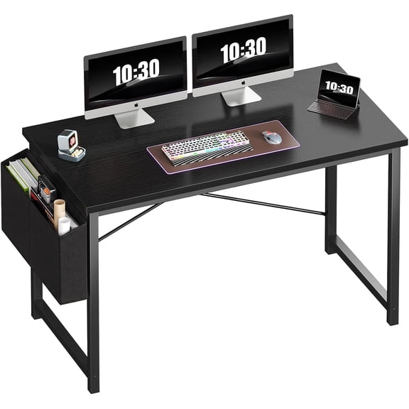 Computer Desk, 47 Inch Gaming Desks for Home Office Small Spaces Writing Study Craft Work Table, Computer Workstation for Bedroom with Storage Bag