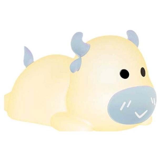 Yuarrent Bonita forma de vaca, luz de grifo, luces de noche de noche de silicona, lámpara Flexible con carga USB, regalos de luz nocturna para Iluminación y accesorios Azul
