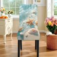 thumbnail image 4 of Xoenoiee Beach Starfish Seashell Conch Pattern Tablecloth Chair Cover Set, Washable Table Cloth with Parsons Chair Slipcovers Protective Set of 4 for Home Restaurant Banquet (5 PCS), 4 of 6