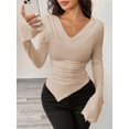 thumbnail image 4 of Women'S Long Sleeve Draped Neck Shirts Slim Fit Going Out Y2k Tops Blouses Fall Outfits Fashion Clothes XXL, 4 of 9