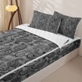 thumbnail image 3 of jejeloiu Sleek Paisley Zipper Full Size Comforter Sets with Fitted Sheet and 2 Pillowcases,Moody Pattern Zipper Bedding Set For Adults,Gray Black,Reversible,4-Piece, 3 of 7