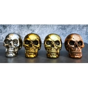 Pirate's Loot Metallic Silver Gold Brass And Copper Tone Skulls Mini Figurines