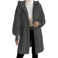 thumbnail image 2 of Black*Friday ChaoHeng Women Coats and Jackets Winter Sale Women's Solid Color Plush Hooded Jacket,Loose Fit Long Sleeve Lounge Coat, 2 of 7