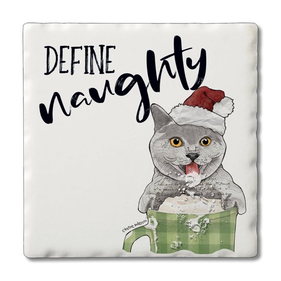 Thirstystone Naughty Cat Single Stone Tumbled Tile Coaster Create Your Own Set