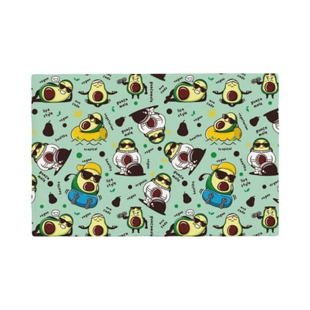

Table Placemats Set of 6 - Green Cute Avocado 12x18 In Faux Linen Double Heat Resistant Place Mats Cloth Indoor/Outdoor Placemats Washable Table Mats for Dining Kitchen Party