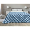 thumbnail image 1 of Navy Plaid Down Alternative Comforter, Abstract Lines Overlapped Geometric Motifs Illustration, Microfiber Quilt for All Season, 5 Sizes, Sea Blue Pale Blue, by Ambesonne, 1 of 3