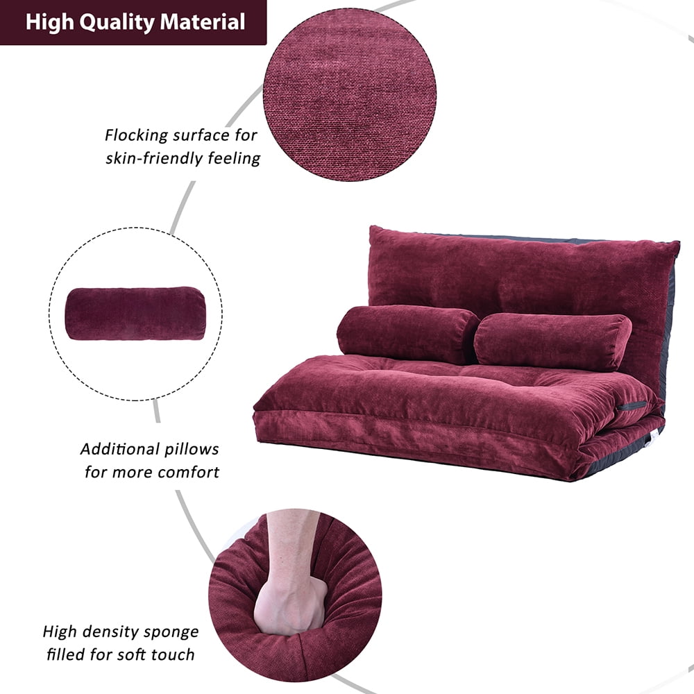Kepooman Folding Adjustable Futon Sofa with 2 Pillows for Living Room Kepooman Folding Adjustable Futon Sofa with 2 Pillows for Living Room