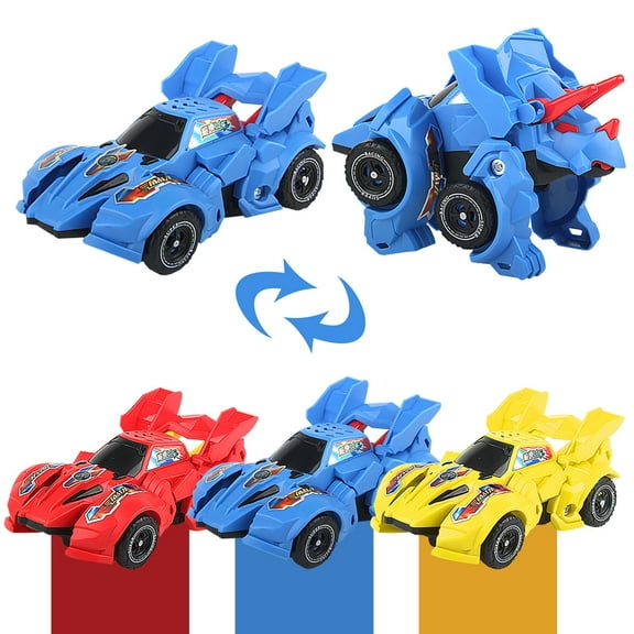Dinosaur Transforming Toy Car for Kids - 6 Inch Dino Race Car That Changes to Dinosaur, Sturdy Plastic Construction, No Batteries Needed, Cool Holiday Birthday Gift for Boys & Girls Ages 3