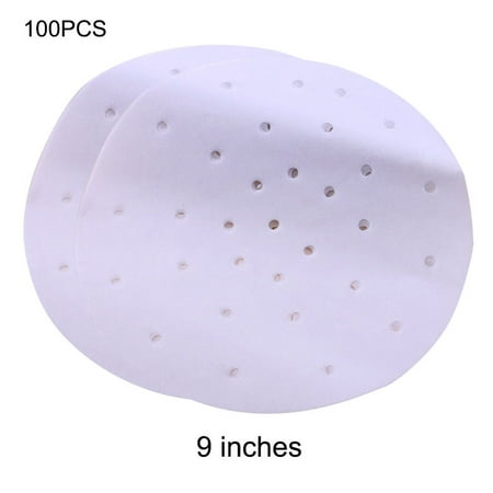 

100Pcs Perforated Parchment Round Bamboo Steamer Paper Liners Disposable Suitable for Cooking Steaming Basket Air Fryer Dim Sum