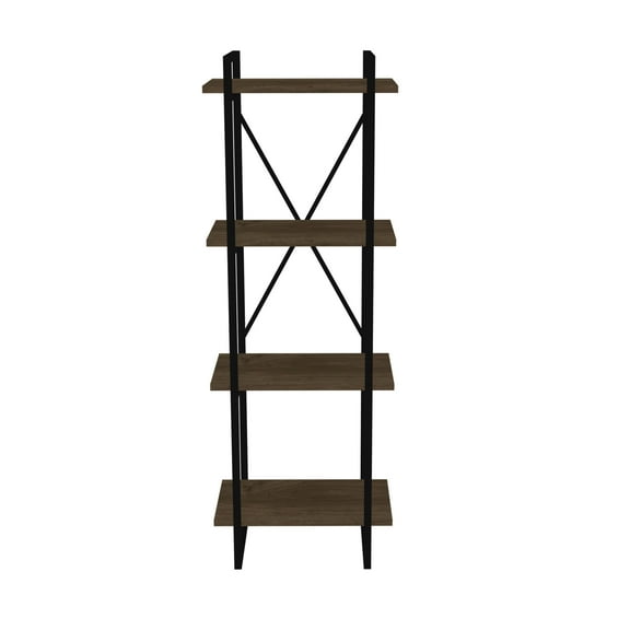 Ada Home Decor 3 Tier Storage Bookshelf, Wood Bookcase Shelf Unit with Metal Frame for Home Office Living Room, Walnut