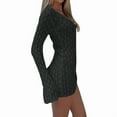 thumbnail image 2 of Robe de Plage Mini au Crochet à Manches Longues pour Femme, Cache-Maillot, Noir, P, 2 of 9