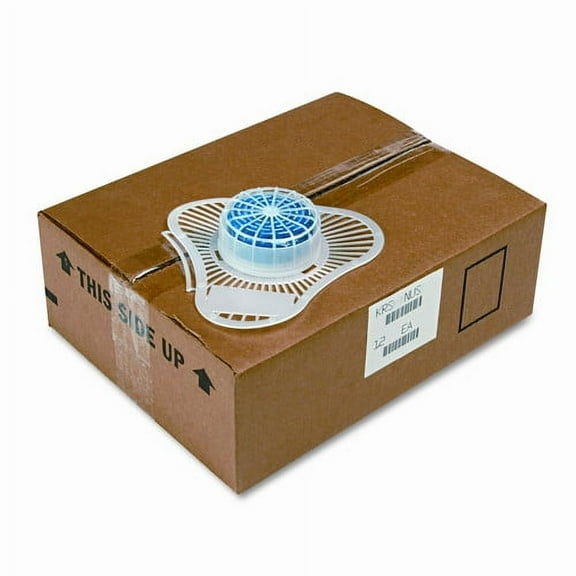 Boardwalk Urinal Screen with Non-Para Cleaner Block, Green Apple Scent, 3.25 oz, Blue/White, 12/Box