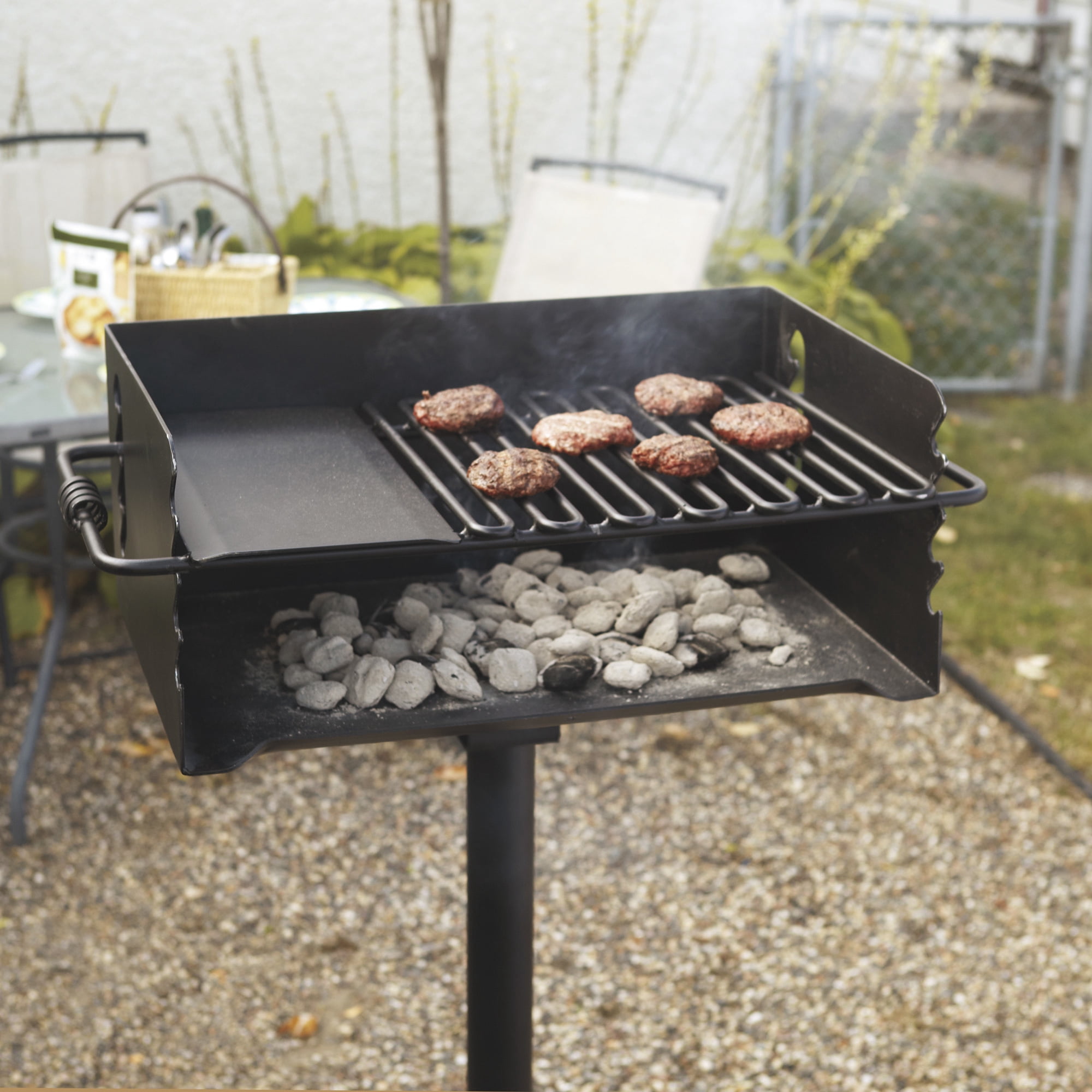 Pilot Rock Heavy-Duty Jumbo Steel Park-Style Charcoal Grill, 24 1/4in. x 16 1/8in., Model# CBP-247