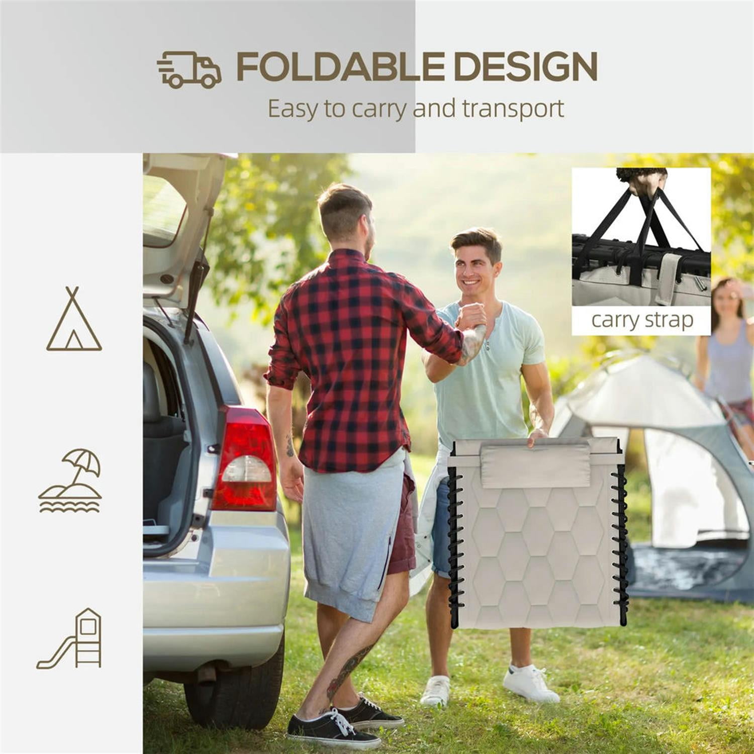 Demi Bonn 2 Piece Folding Chaise Lounge Set with Reclining Back, Portable Outdoor Patio Furniture for Beach, Yard, Beige