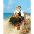 thumbnail image 2 of Hermann Seeger 12x14 Black Ornate Wood Framed Double Matted Museum Art Print Titled: On the Baltic Sea Beach, 2 of 5