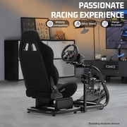 Marada Racing Simulator Cockpit with Black Seat Adjustable Fit Logitech G25 G27 G29 G920