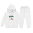 thumbnail image 3 of Eltusu Girls Winter Outfit Sets, Long Sleeve Elastic Waist Warm Sports Hoodies and Sweatpants Sets White Size 3-4T, 3 of 4