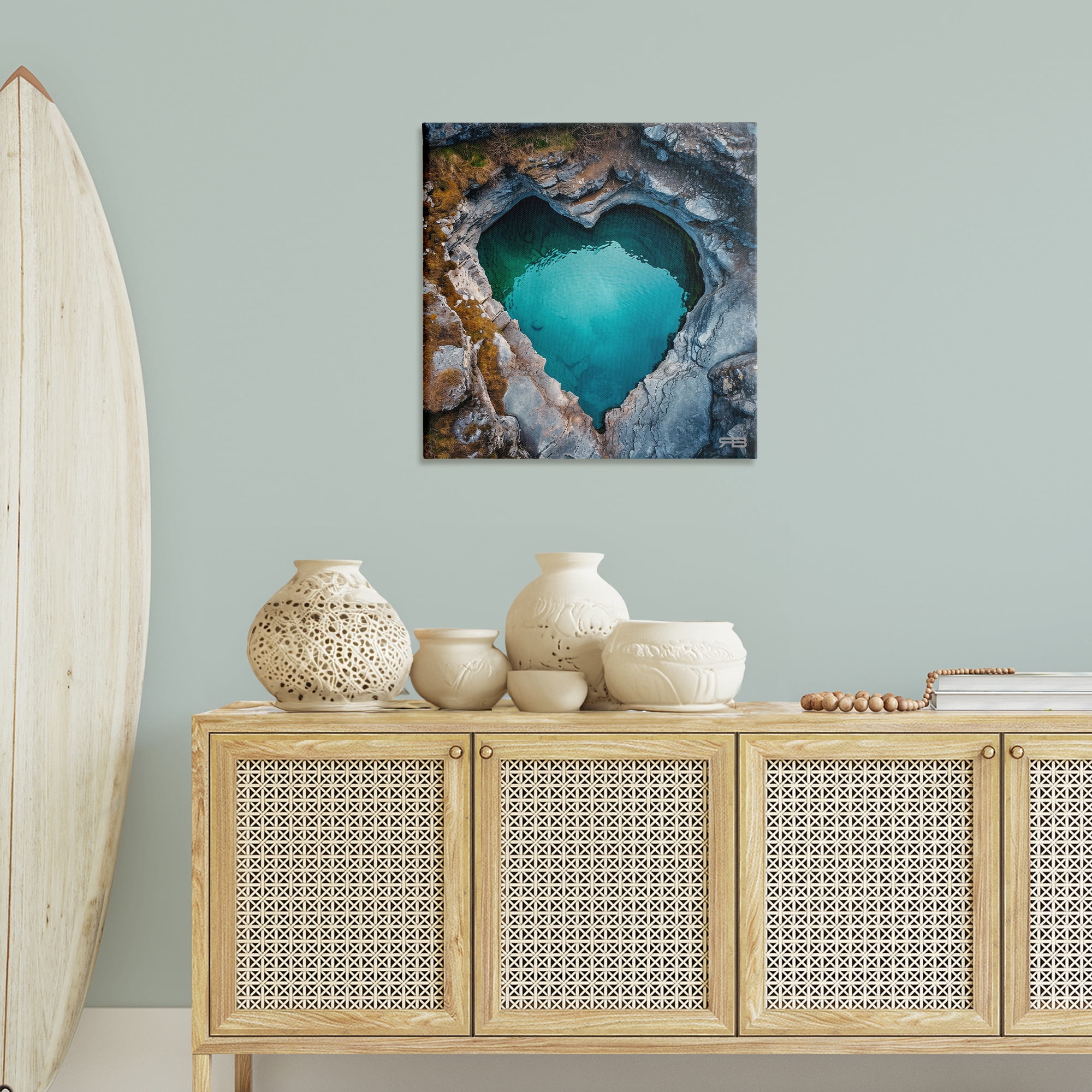 Stupell Industries Heart Shaped Natural Pool Landscape & Nature Painting Wrapped Canvas Art Print Wall Art, 30 x 30