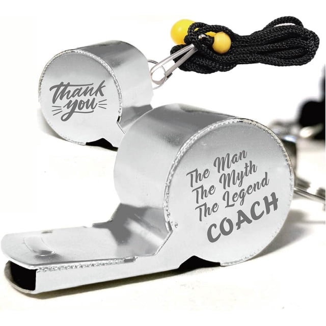 Silbatos deportivos con cordón de acero inoxidable, sonido fuerte y nítido, regalos para árbitros, profesores: El hombre, el mito, la leyenda. Gracias.