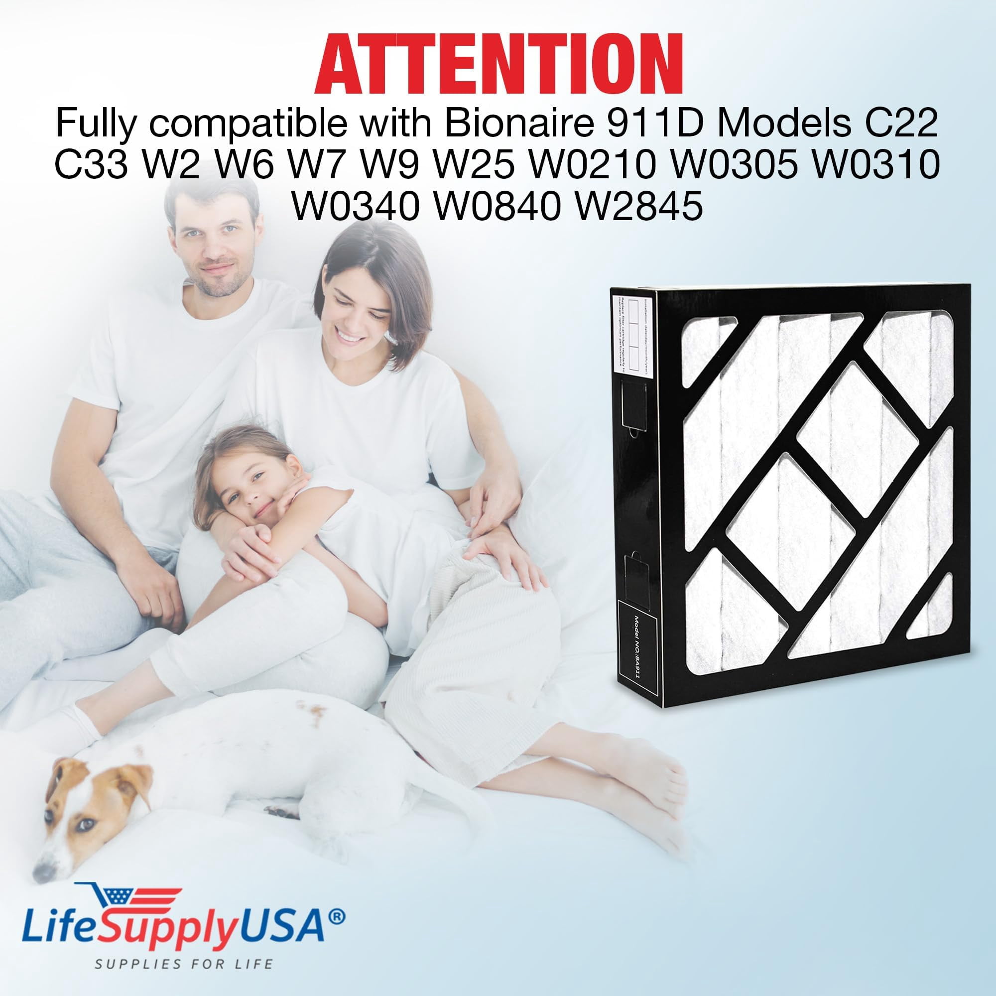 LifeSupplyUSA Air Filter Replacement Compatible with Bionaire 911D Humidifiers C22 C33 W2 W6 W7 W9 W25 W0210 W0305 W0310 W0340 W0840 W2845