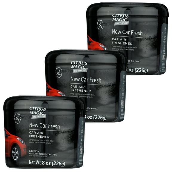 Citrus Magic On The Go Solid Air Freshener for Auto, New Car Fresh, 8-Ounce, Pack of 3