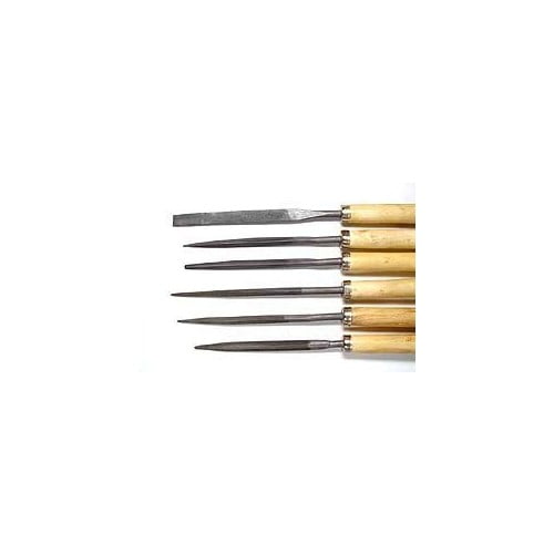 SE 7296NFW 6-Piece 6-1/2" Wooden Handle Needle File Set