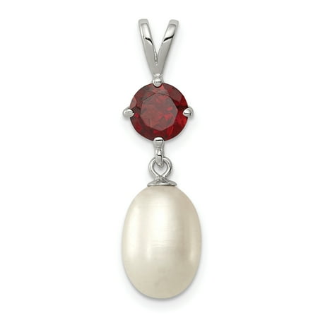 Face Garnet 925 Silver Pendant - 925 Sterling Silver Red Garnet 9mm Freshwater Cultured Pearl Teardrop Pendant Charm Necklace Gemstone Gifts For Women For Her