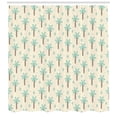 thumbnail image 3 of Palm Tree Shower Curtain, Cartoon Style Pattern with Coconut Trees and Cactus Exotic Growth, Fabric Bathroom Set with Hooks, 69W X 84L Inches Extra Long, Cream Cocoa Mint Green, by Ambesonne, 3 of 3
