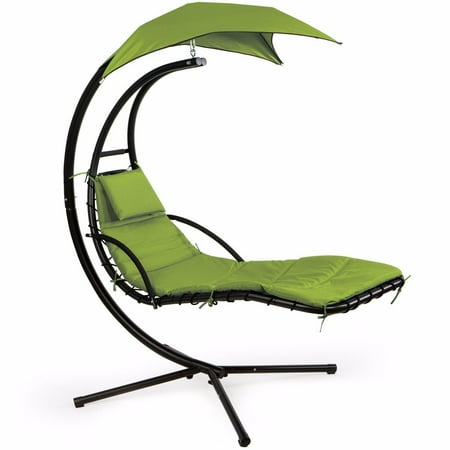 Barton Patio Swing Chair Floating Lounger Cushion Backyard Hammock Sun Canopy, Green