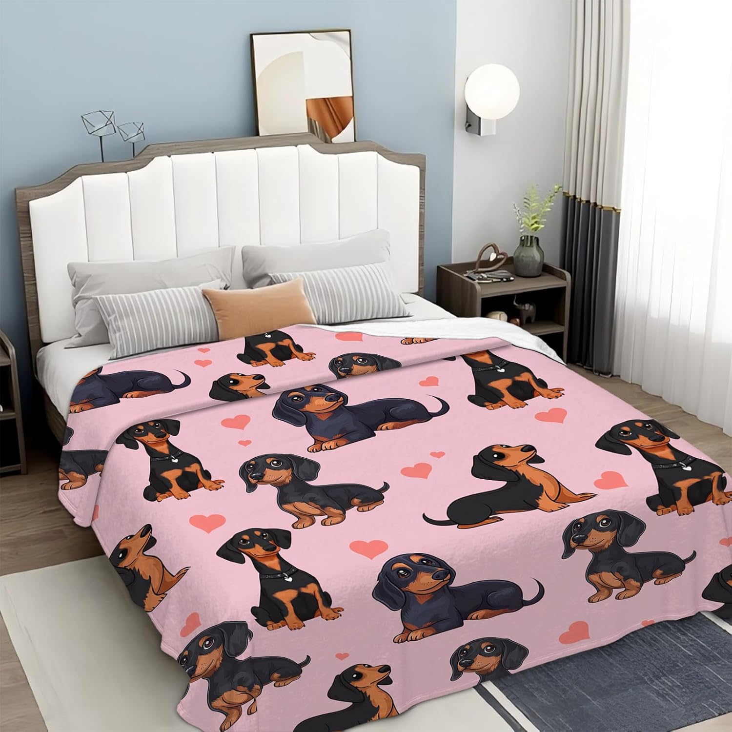 Dachshund Blanket Flannel Dachshunds Dog Throw Blanket Ultra Soft Cozy Fleece Decor Blankets Gift for Kids Boys Girls Adults Couch Sofa Bed 50" x 40"