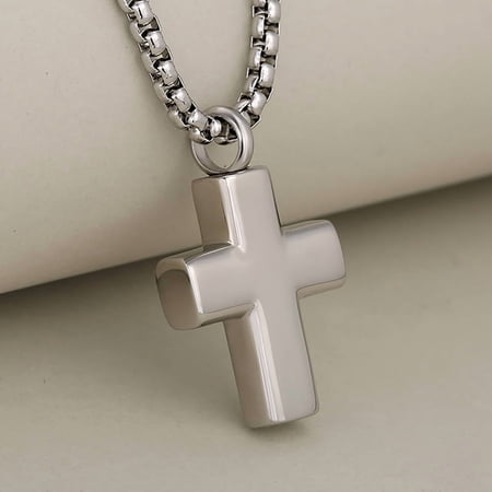 Unisex Cross Locket Ashes Urn Necklace Keepsake Screw Religious Cross Cremation Pendant Jewelry Simple Pet Memorial Pendants