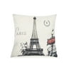 Pal Fabric Blended Linen Square 18x18 Paris Eiffle Tower Pillow Cover