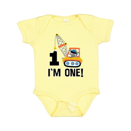 

Inktastic First Birthday Construction Truck 1 Year Old Gift Baby Boy Bodysuit