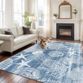 thumbnail image 2 of Blue Coastal Area Rugs 8'x10', Washable Small Throw Rugs for Living Room Patio, Nautical Starfish Coral Jellyfish Shell Sea Indoor Outdoor Rug Non-Slip Low Pile Carpet Runner Reversible Floor Mats, 2 of 8