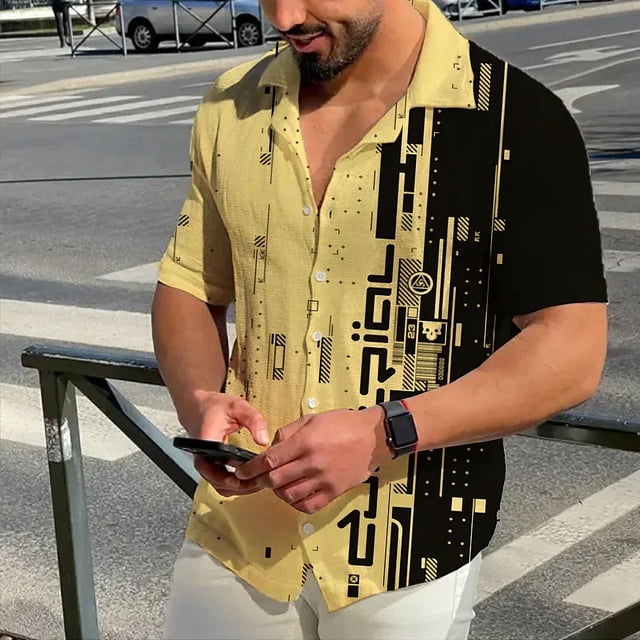 Camisa de manga corta de verano para hombre con botones informal cómoda de material suave con gráficos en HD gran oferta nueva camisa de manga corta