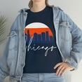 thumbnail image 4 of Chicago Skyline Shirt Blue Orange - Unisex Heavy Cotton Tee Shirt, 4 of 7