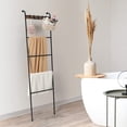 thumbnail image 5 of Metal 5 Tiers Blanket Ladder Holder Wall Leaning Towel Rack with Hooks Bathroom, 5 of 8