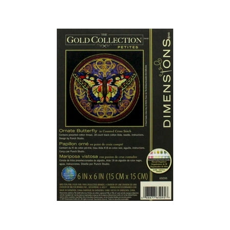 UPC: 0088677650957 | Dimensions Cross Stitch Kit 6×6 Ornate Butterfly