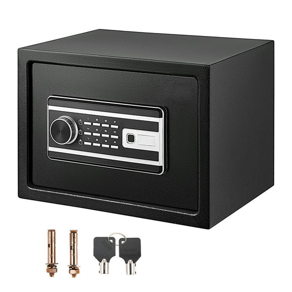 KFFKFF Security Safe 0.8 Cubic Feet Digital Safe with Fingerprint and Keypad Lock 22L Safe with Two Override Keys Fire Resistant Carbon Steel Money Safe for Home Restaurants Hotels and Offices