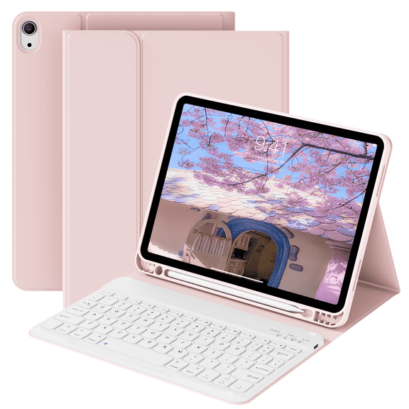 SZPSGC for iPad (A16) 11th 10th Generation Case with Keyboard 11 inch 2025/2022,,Wireless Detachable Keyboard with Pencil Holder for iPad 10th Gen 10.9 Inch, Auto Wake/Sleep,Pink