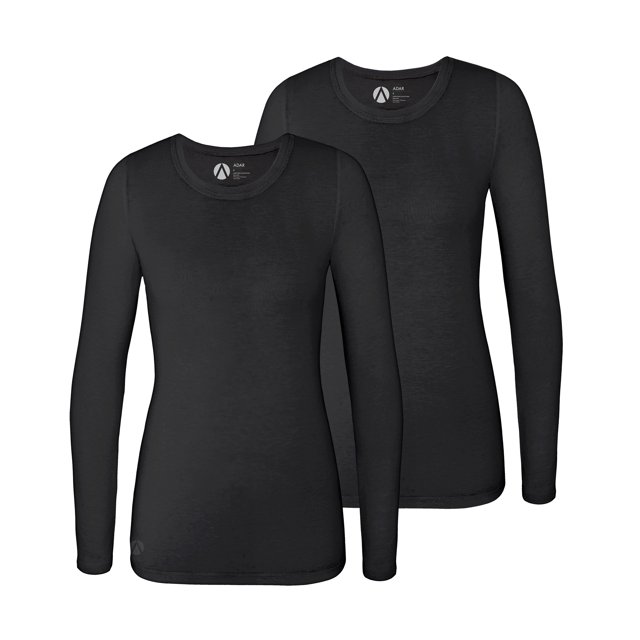 Adar Underscrub Tee 2 Pack For Women - Long Sleeve Fitted Underscrubs