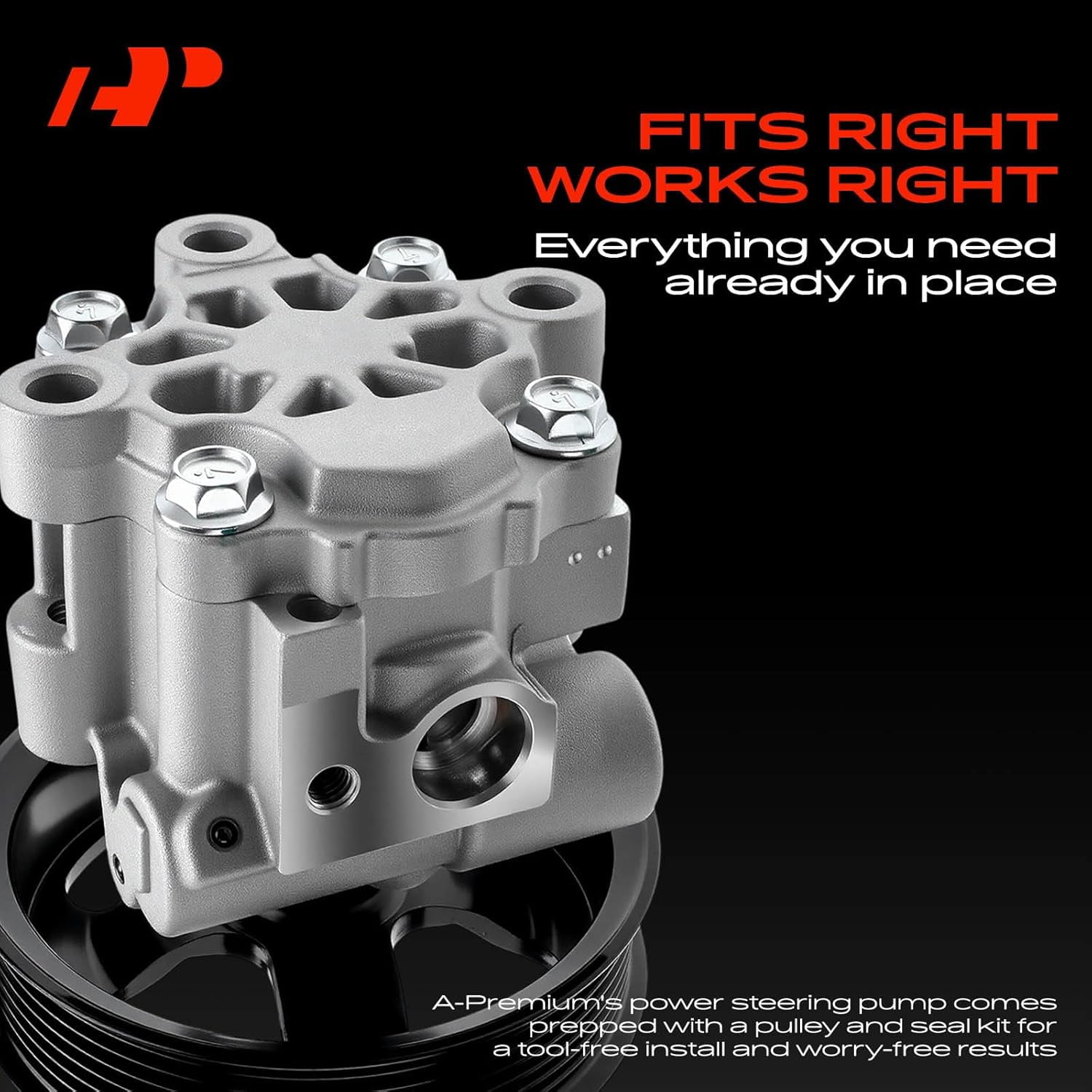 A-Premium Power Steering Pump, with Pulley, Compatible with Toyota 4Runner 2010 2011 2012 2013 2014 2015 2016 2017 2018 2019 2020, V6 4.0L, Replace # 21-486 4431060540