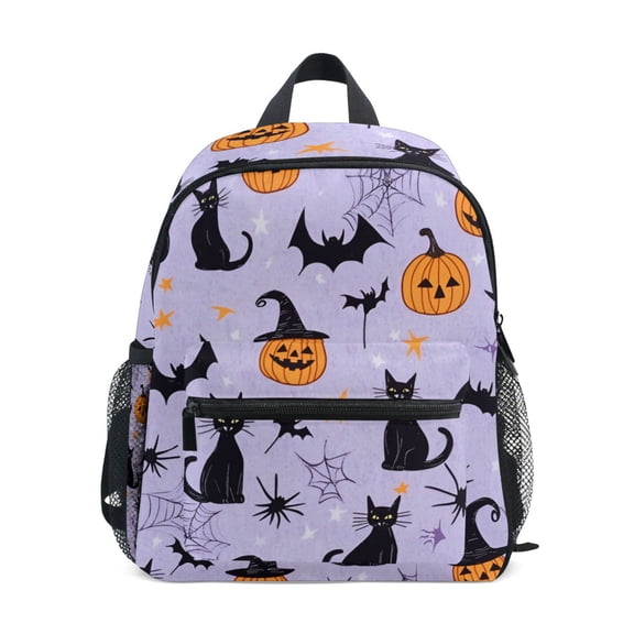 FORMRS School Backpack with Front Zippered Pocket 12" Student Travel Daypack, Purple Halloween Pumpkin